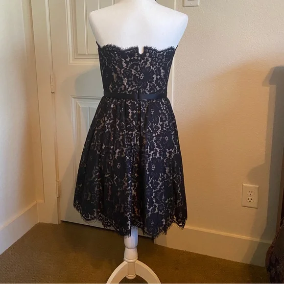 Black and tan lace strapless party dress by Robert Rodriguez-Neiman Marcus. NWT - Picture 6 of 8